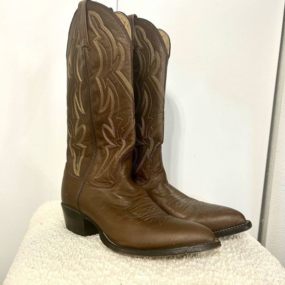 Nocona Brown Leather Cowboy Boots